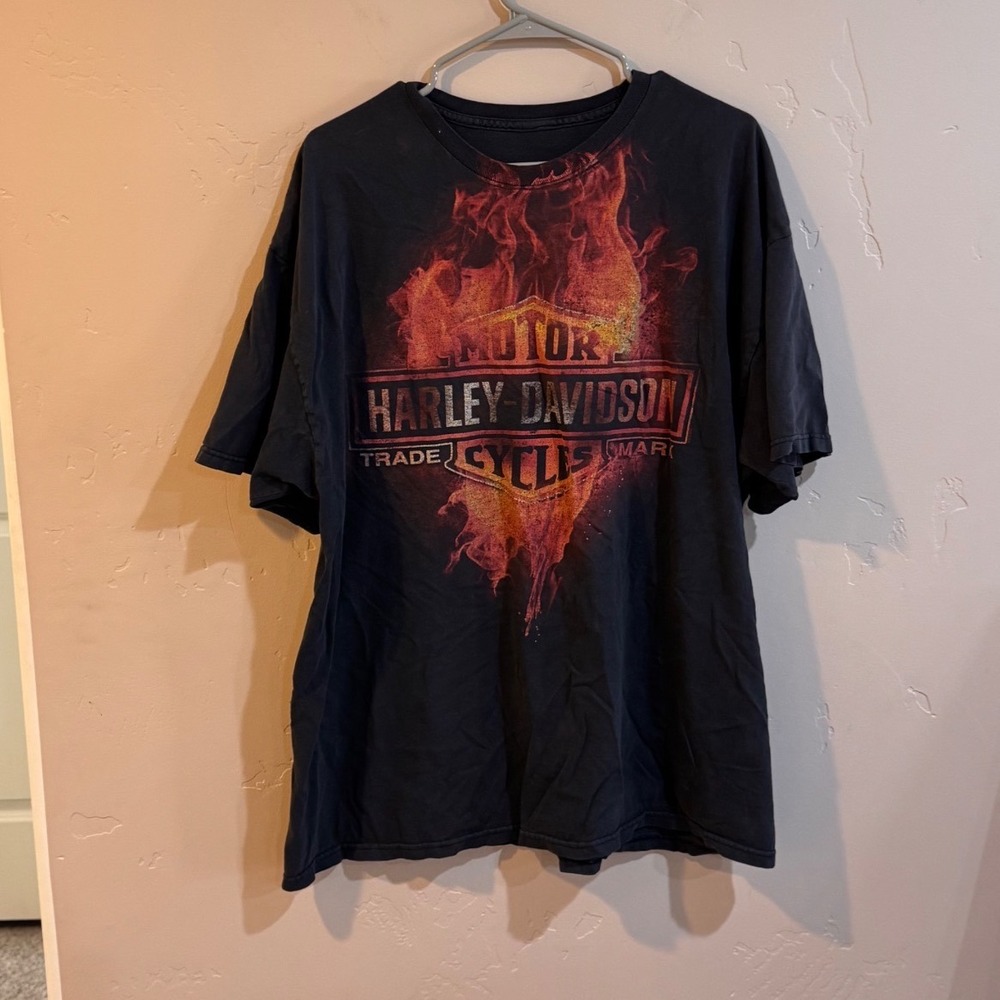 Harley Davidson Thunderbird Albuquerque NM Flame Skull Graphic T-Shirt Black XL